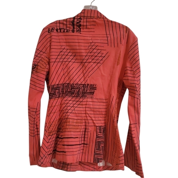 Y2K Vintage Legatte jean Womens Italian Blazer Red Black Geometrical Print Sz 1 - Picture 2 of 9